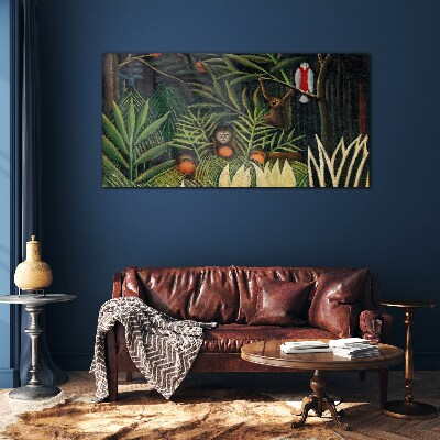 Tableau verre imprimé Jungle tropicale avec des singes