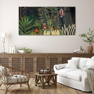 Tableau verre imprimé Jungle tropicale avec des singes