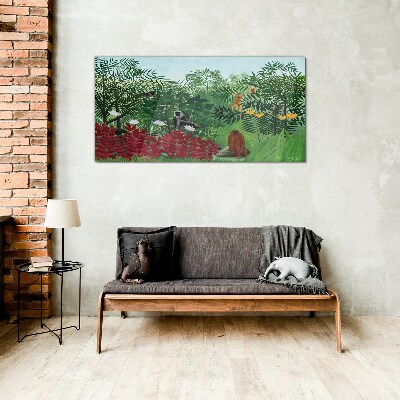 Tableau photo sur verre Paysage tropical avec des singes