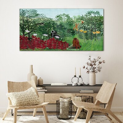 Tableau photo sur verre Paysage tropical avec des singes