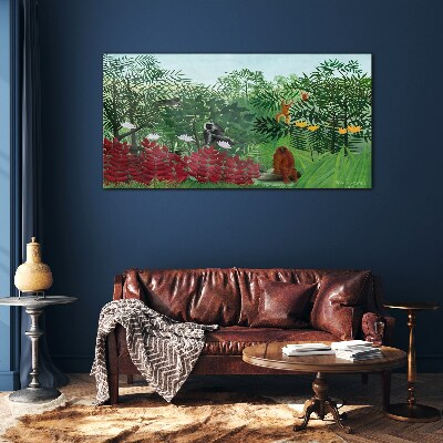 Tableau photo sur verre Paysage tropical avec des singes