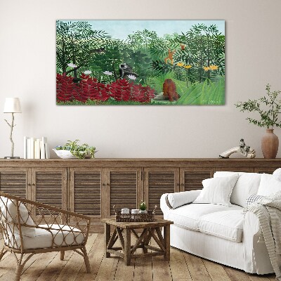 Tableau photo sur verre Paysage tropical avec des singes