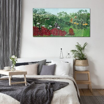 Tableau photo sur verre Paysage tropical avec des singes