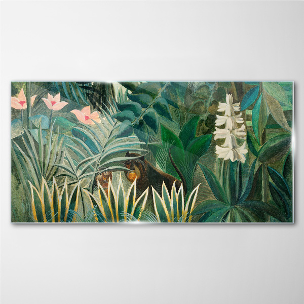 Tableau verre imprimé Forêt mystérieuse avec des animaux sauvages