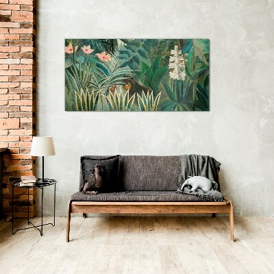 Tableau verre imprimé Forêt mystérieuse avec des animaux sauvages