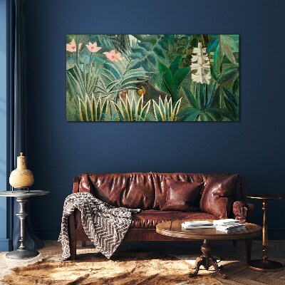 Tableau verre imprimé Forêt mystérieuse avec des animaux sauvages