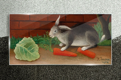 Tableau photo sur verre Lièvre aux carottes