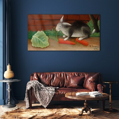 Tableau photo sur verre Lièvre aux carottes