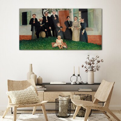 Tableau imprimé sur verre Réunion de famille dans le jardin