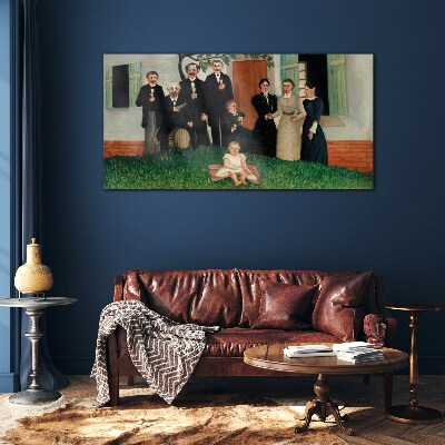 Tableau imprimé sur verre Réunion de famille dans le jardin