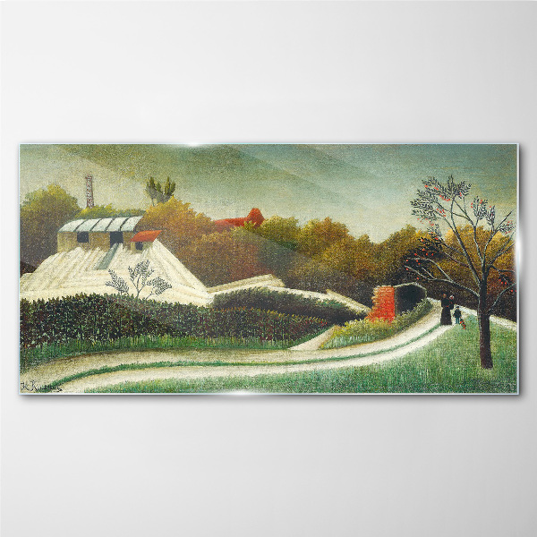 Tableau imprimé sur verre Paysage rural avec des arbres