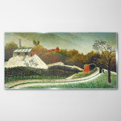 Tableau imprimé sur verre Paysage rural avec des arbres
