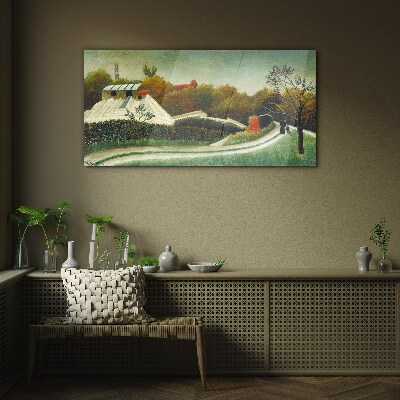 Tableau imprimé sur verre Paysage rural avec des arbres