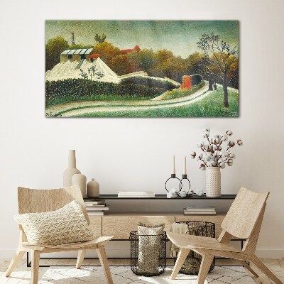 Tableau imprimé sur verre Paysage rural avec des arbres