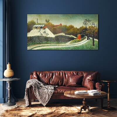 Tableau imprimé sur verre Paysage rural avec des arbres