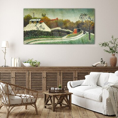 Tableau imprimé sur verre Paysage rural avec des arbres