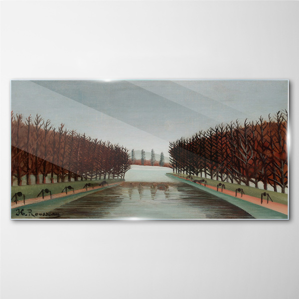 Tableau en verre Paysage d'hiver avec une rivière