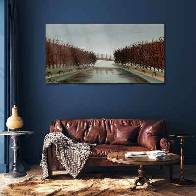 Tableau en verre Paysage d'hiver avec une rivière
