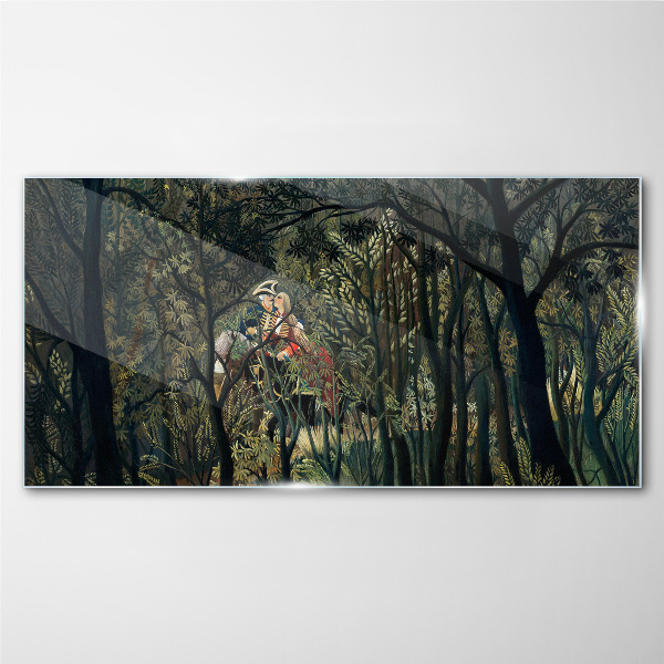 Tableau sur verre Cavalier mystérieux dans la forêt