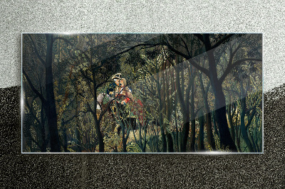 Tableau sur verre Cavalier mystérieux dans la forêt