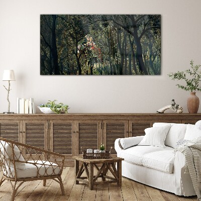 Tableau sur verre Cavalier mystérieux dans la forêt