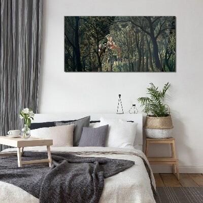 Tableau sur verre Cavalier mystérieux dans la forêt