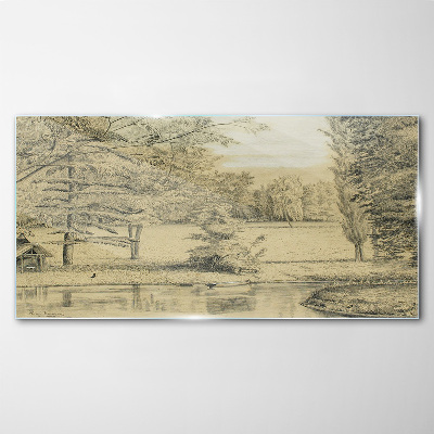 Tableau photo sur verre Un paysage paisible au bord de la rivière