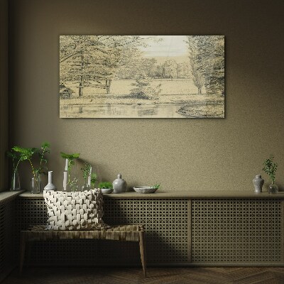 Tableau photo sur verre Un paysage paisible au bord de la rivière