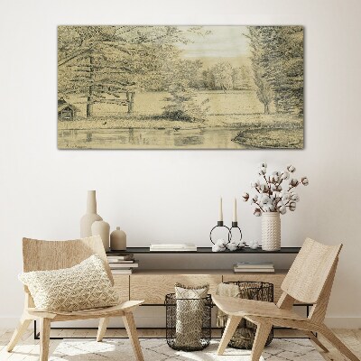 Tableau photo sur verre Un paysage paisible au bord de la rivière