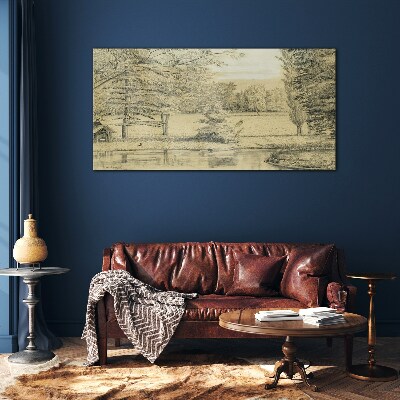 Tableau photo sur verre Un paysage paisible au bord de la rivière