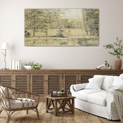 Tableau photo sur verre Un paysage paisible au bord de la rivière