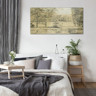 Tableau photo sur verre Un paysage paisible au bord de la rivière