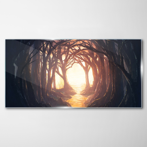 Tableau sur verre Lumière dans la forêt
