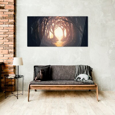 Tableau sur verre Lumière dans la forêt