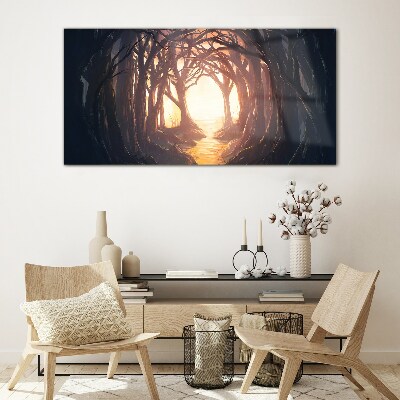 Tableau sur verre Lumière dans la forêt