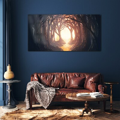 Tableau sur verre Lumière dans la forêt