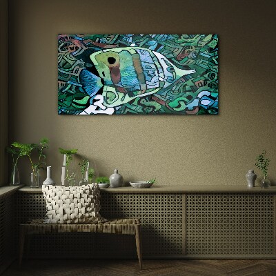 Tableau photo sur verre Un monde de poissons colorés