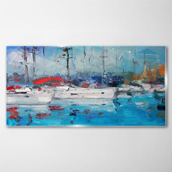 Tableau sur verre Port Voiles au Soleil