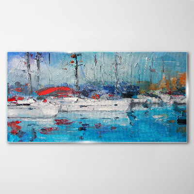 Tableau sur verre Port Voiles au Soleil