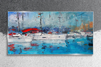 Tableau sur verre Port Voiles au Soleil