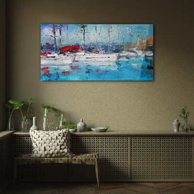 Tableau sur verre Port Voiles au Soleil