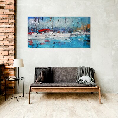 Tableau sur verre Port Voiles au Soleil