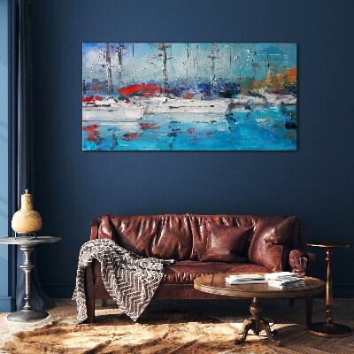 Tableau sur verre Port Voiles au Soleil