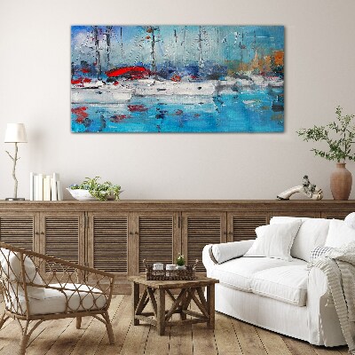 Tableau sur verre Port Voiles au Soleil
