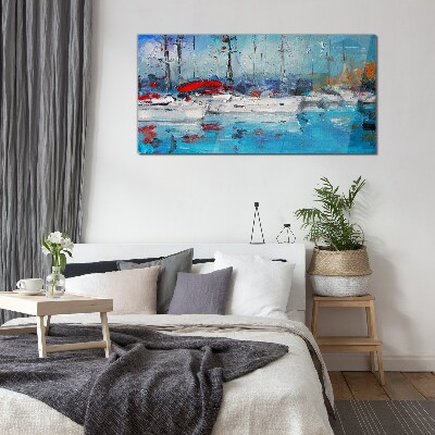 Tableau sur verre Port Voiles au Soleil