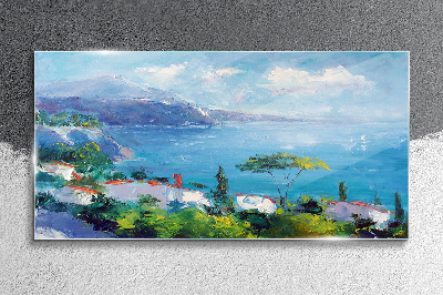 Tableau imprimé sur verre Paysage marin en bleu