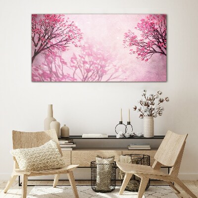 Tableau en verre Fleurs roses dans l'aura printanière