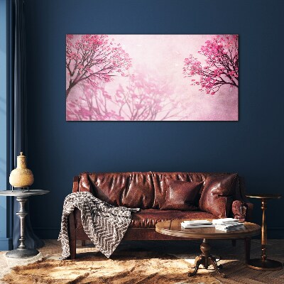Tableau en verre Fleurs roses dans l'aura printanière
