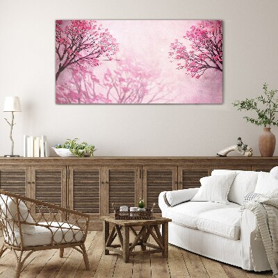 Tableau en verre Fleurs roses dans l'aura printanière
