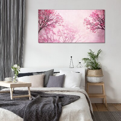 Tableau en verre Fleurs roses dans l'aura printanière
